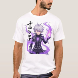 紫の神秘的な白髪のアニメ魔術師 Tシャツ
