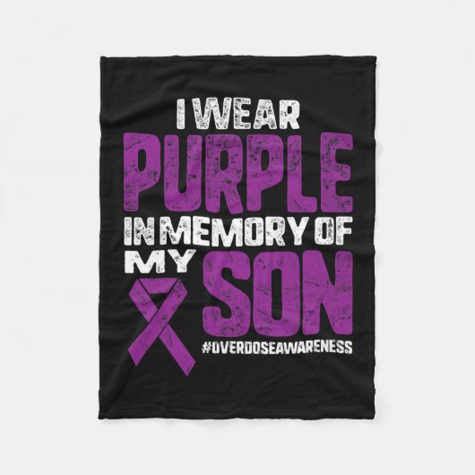 紫の私の息子のオーバードーズ認識度リブ フリースブランケット (正面)