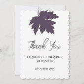 紫の秋の紅葉ウェディング御礼 サンキューカード (正面)