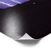 紫の稲妻で夜の砂漠の雷雨 フォトプリント            (角)