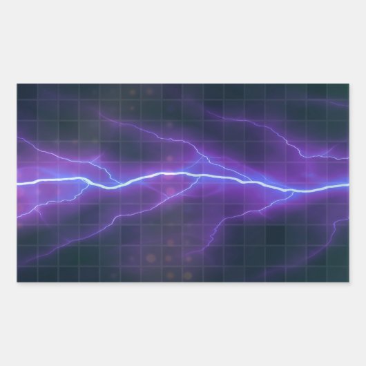 紫の稲妻電力の背景 長方形シール (正面)