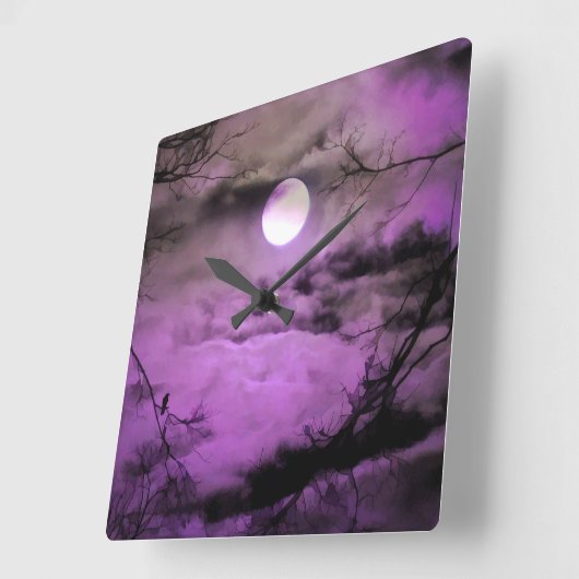 紫の空に スクエア壁時計 (傾斜)