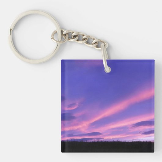 紫の空の夕日 キーホルダー (正面)