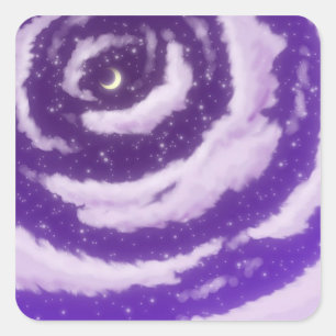 紫の空の月 スクエアシール