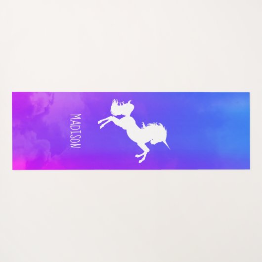 紫の空パーソナライズされたの虹のユニコーン ヨガマット (裏面(横))