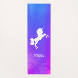 紫の空パーソナライズされたの虹のユニコーン ヨガマット