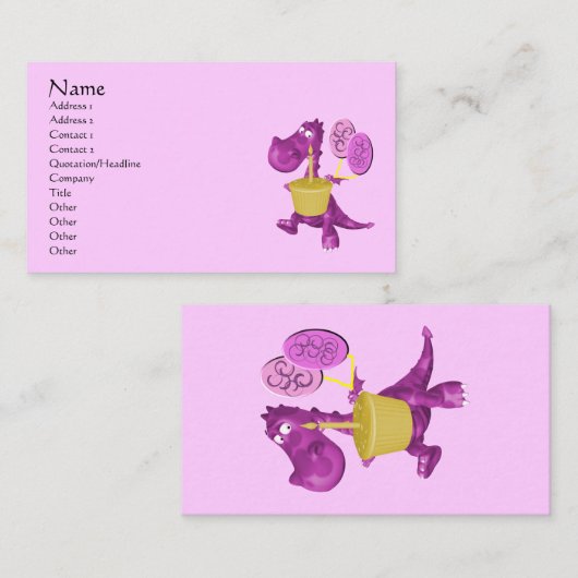 紫の竜風船かわいい名刺 名刺 (正面/裏面)