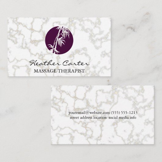 紫の竹のアイコン | 金ゴールド 名刺 (正面/裏面)