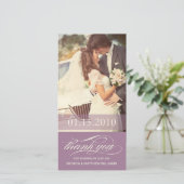 紫の筆記体で感謝の気持ちを | 結婚式のお礼カード サンキューカード (スタンド正面)