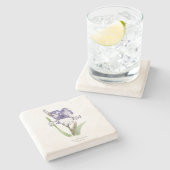 紫の紅花 ストーンコースター (横)