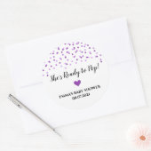 紫の紙吹雪ハートの準備ができているポップ・アートの ラウンドシール (封筒)