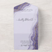 紫の紙吹雪結婚の夏 オールインワン招待状 (外側)