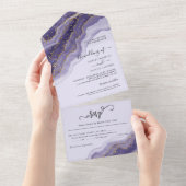 紫の紙吹雪結婚の夏 オールインワン招待状 (貼ってはがせる)