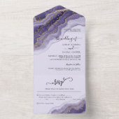 紫の紙吹雪結婚の夏 オールインワン招待状 (内側)
