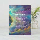 紫の素晴らしい雲の結婚式招待状 招待状 (スタンド正面)