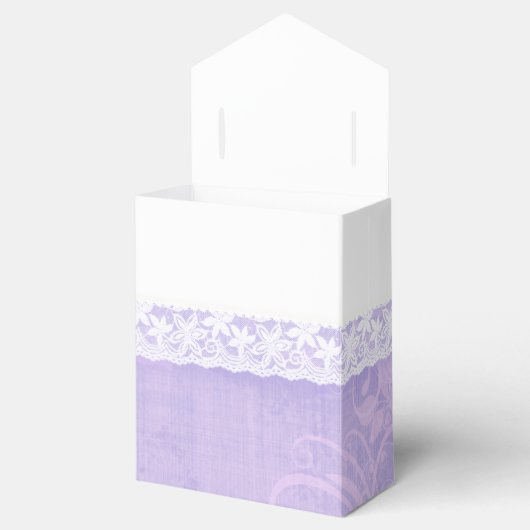 紫の素朴な白いレース感謝していはギフトボックス フェイバーボックス (オープン)