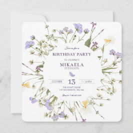 紫の素朴な野の花 招待状