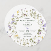 紫の素朴な野生の花 招待状 (正面/裏面)