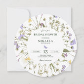 紫の素朴な野生の花 招待状 (正面)