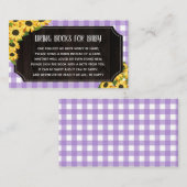 紫の素朴ギンガム&ひまわりの花ベビー用の本 エンクロージャーカード (正面/裏面)