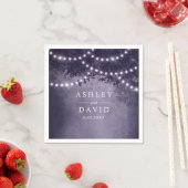 紫の素朴ツリー文字列ラ結婚イト スタンダードカクテルナプキン (インサイチュ)