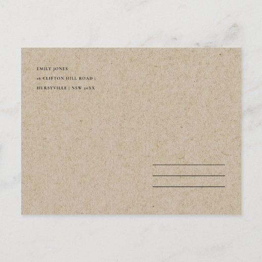 紫の素朴フローラのリーフ日付を保存 ポストカード (裏面)