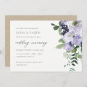紫の素朴フローラの葉の結婚式の招待 サンキューカード (正面/裏面)
