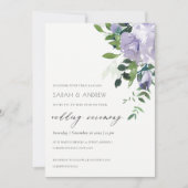 紫の素朴フローラの葉の結婚式の招待 サンキューカード (正面)