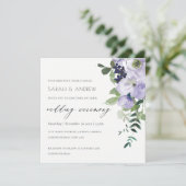紫の素朴フローラの葉の結婚式の招待 サンキューカード (スタンド正面)