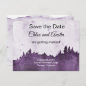 紫の素朴宝石トーンの風景の保存日付 ポストカード (正面/裏面)