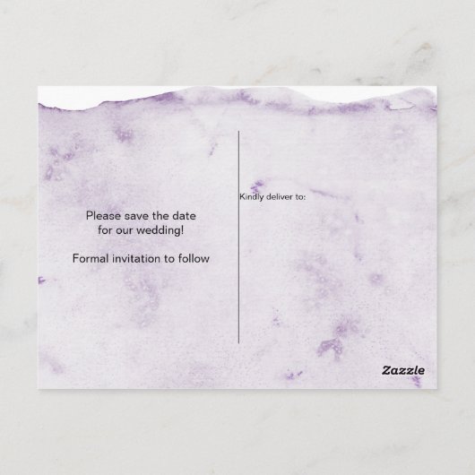 紫の素朴宝石トーンの風景の保存日付 ポストカード (裏面)