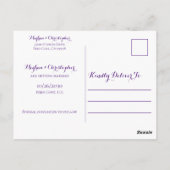 紫の素朴木のひまわり結婚式の日付を保存 ポストカード (裏面)