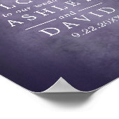 紫の素朴木の光結婚の歓迎サイン ポスター (角)