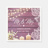 紫の素朴木の糸が灯る スタンダードカクテルナプキン (正面)