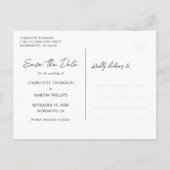 紫の素朴木弦のライト日付を保存 案内ポストカード (裏面)