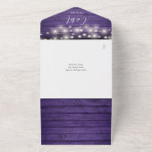 紫の素朴木製の文字列ライトQRコード結婚s オールインワン招待状 (外側)