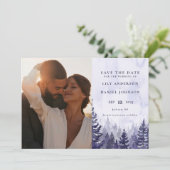 紫の素朴水彩松の森の写真QRコード セーブザデート (スタンド正面)