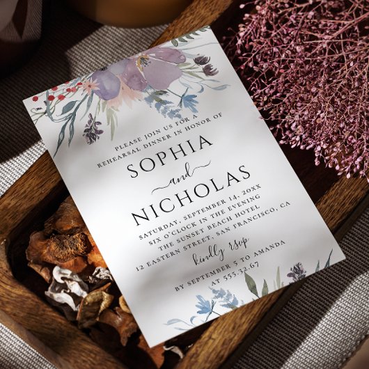 紫の素朴薄紫ガーデンフローラリハーサル 招待状