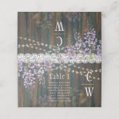 紫の素朴藤のレースライトウッド結婚 プレイスカード (外部開封)