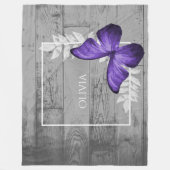 紫の素朴蝶 フリースブランケット (正面)