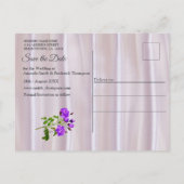 紫の紫のバラをバラピンクのシルクに 案内ポストカード (裏面)