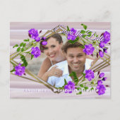 紫の紫のバラをバラピンクのシルクに 案内ポストカード (正面)