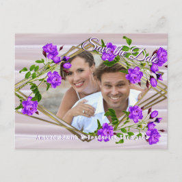 紫の紫のバラをバラピンクのシルクに 案内ポストカード