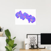 紫の紫の水色のラン絵画ズ ポスター (ホームオフィス)