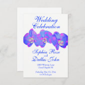 紫の紫の水色のラン絵画ズ 招待状 (正面/裏面)