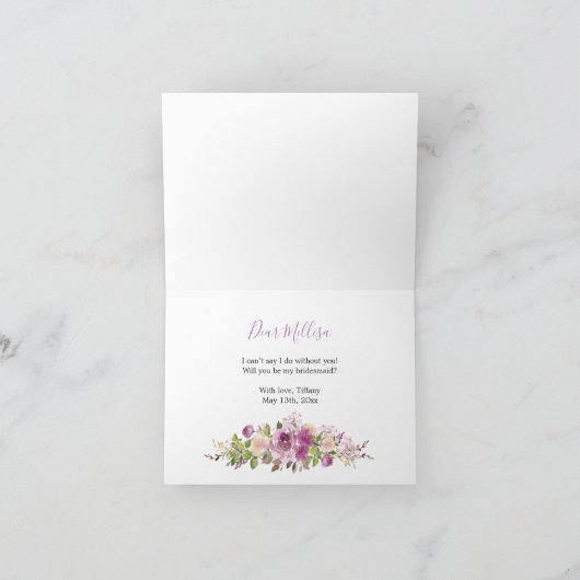 紫の紫の薄紫は私の花嫁のカードになる 招待状 (内部)