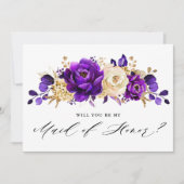 紫の紫の金ゴールドが私のメイド・オブ・オーナー（花嫁付き添い人） 招待状 (正面)