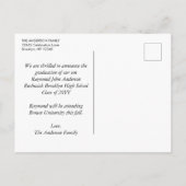 紫の紫エレガント紫の金ゴールドスクリプト写真の卒業 案内ポストカード (裏面)