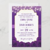 紫の紫モダン紫のバラ花エレガントな結婚式 招待状 (正面)