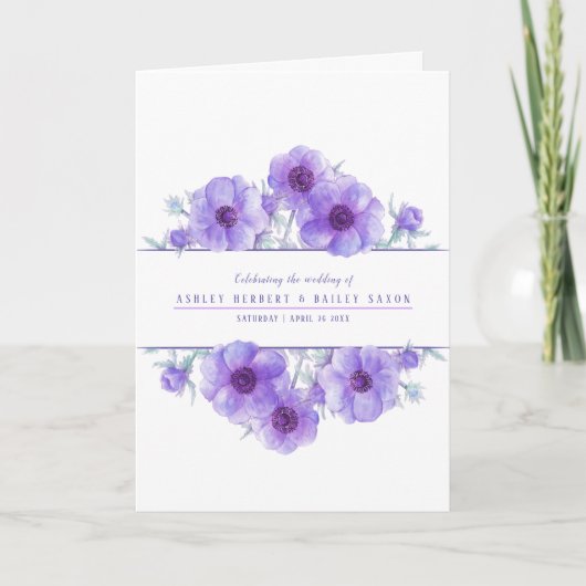 紫の結婚アネモネの花ウォーターカラーアート プログラム (正面)